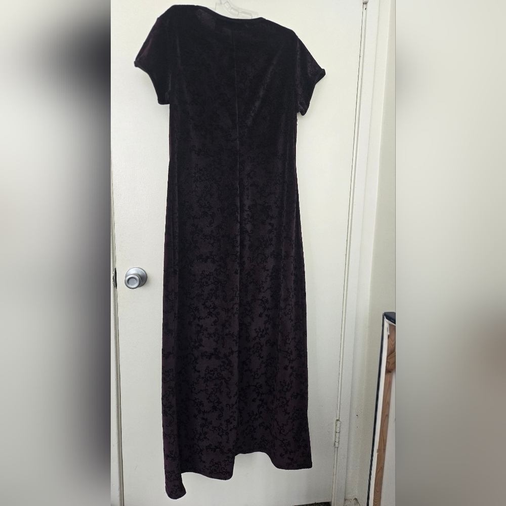 Jumping Joy Vintage Maxi Velor Floral Black Purple Large - Picture 3 of 3